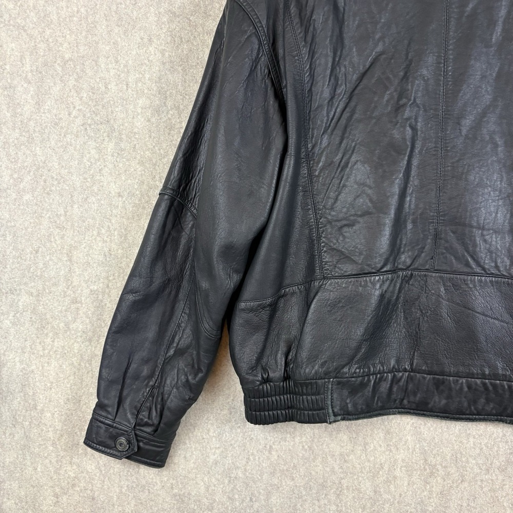 Vintage Members Only Soft Leather Jacket Mens XL Black Bomber 90s Oversized Moto - Picture 8 of 14